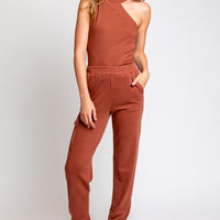 Lanston Asymmetrical Turtleneck Tank in Copper