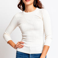 7 For All Mankind Open Back Knit Top in Cream