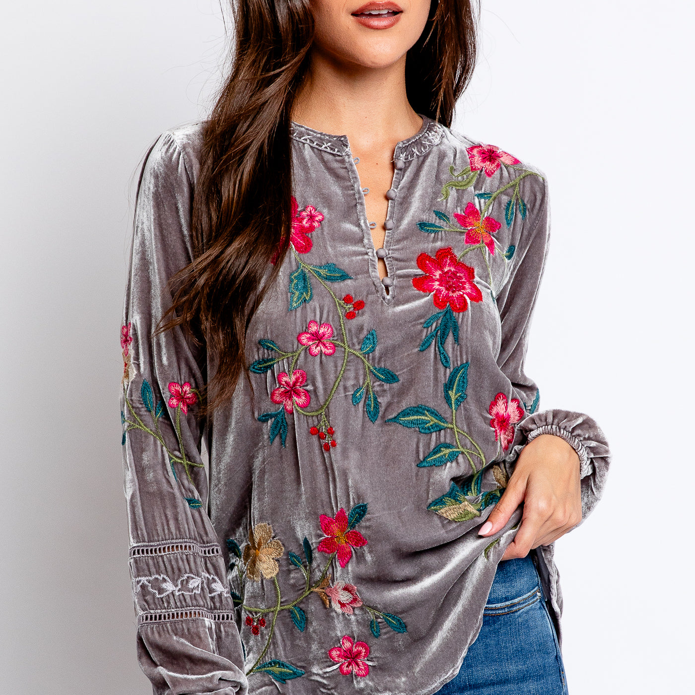 Johnny Was Rhoda Velvet Estate Blouse