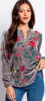 Johnny Was Rhoda Velvet Estate Blouse