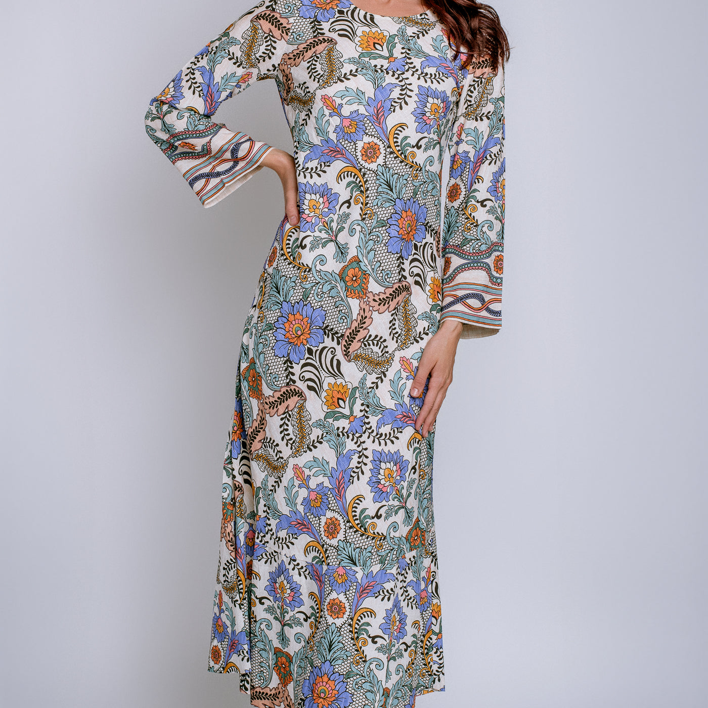 Hale Bob Aubriella Printed Long Sleeve Midi Dress