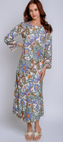Hale Bob Aubriella Printed Long Sleeve Midi Dress