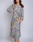 Hale Bob Printed Long Sleeve Midi Dress