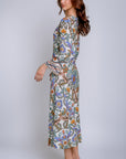 Hale Bob Printed Long Sleeve Midi Dress