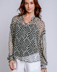 Hale Bob Striped Chiffon Blouse