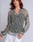 Hale Bob Striped Chiffon Blouse