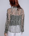 Hale Bob Striped Chiffon Blouse