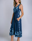 Johnny Was Yadira V-Neck Drawstring Knit Dress