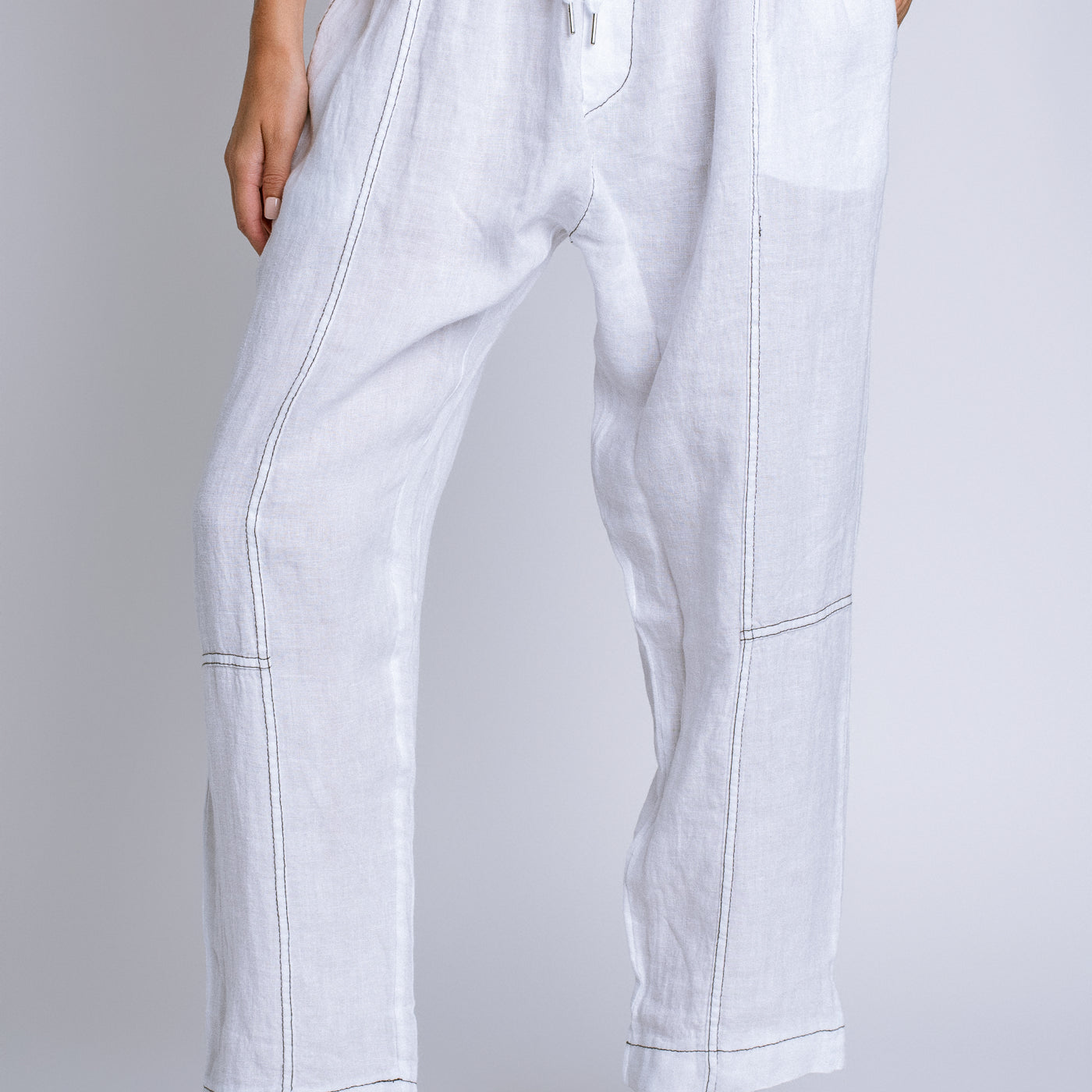 Milio Milano Edge Stitch Linen Drawstring Pant