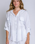 Milio Milano Fringe Hem Buttondown Linen Pullover