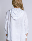 Milio Milano Fringe Hem Buttondown Linen Pullover