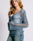 Milio Milano Crochet Twist Front Bell Top
