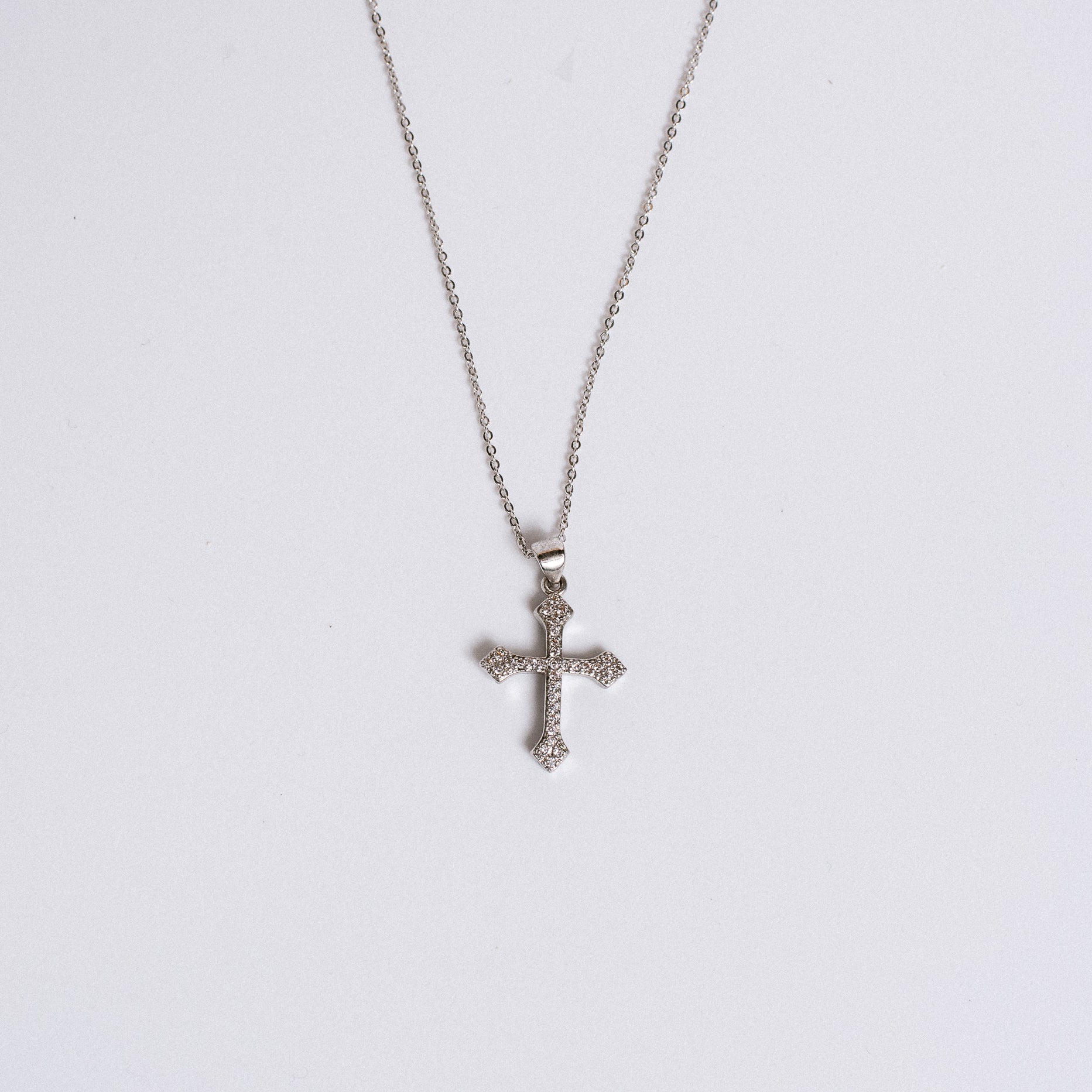 Lisa Marie Jewelry Silver CZ Cross Necklace