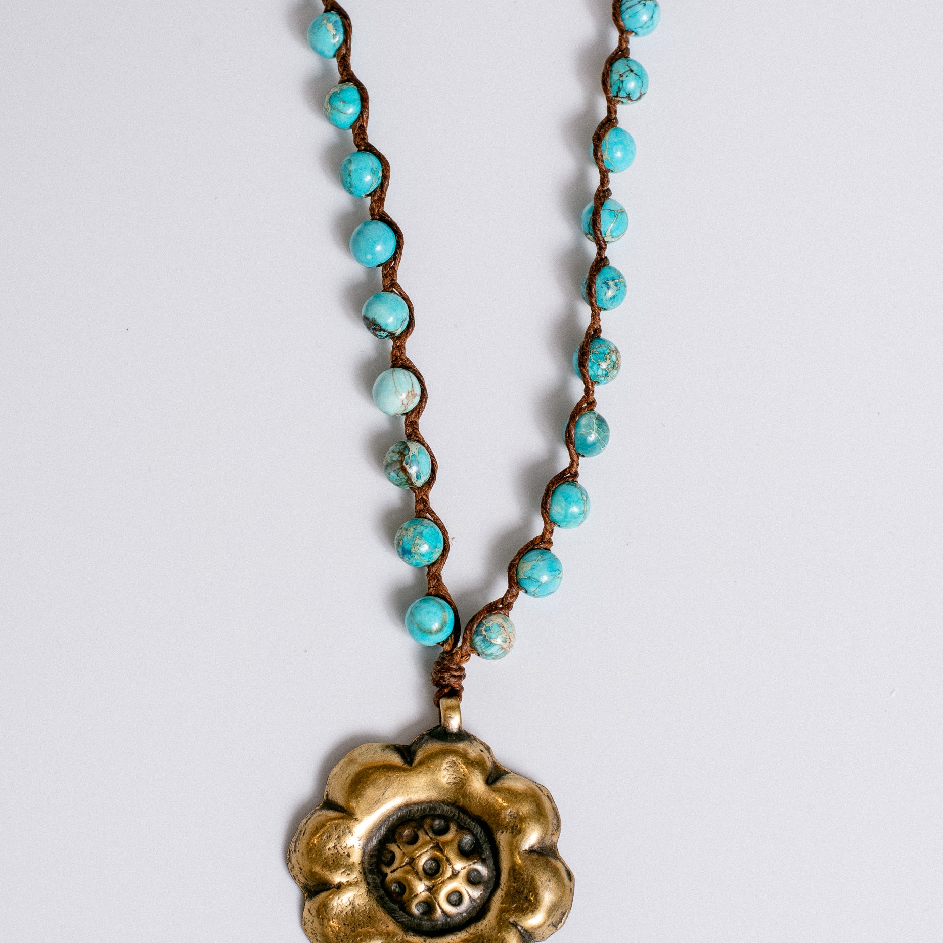 Jonas & Muse Pressed Gold Flower on Turquoise
