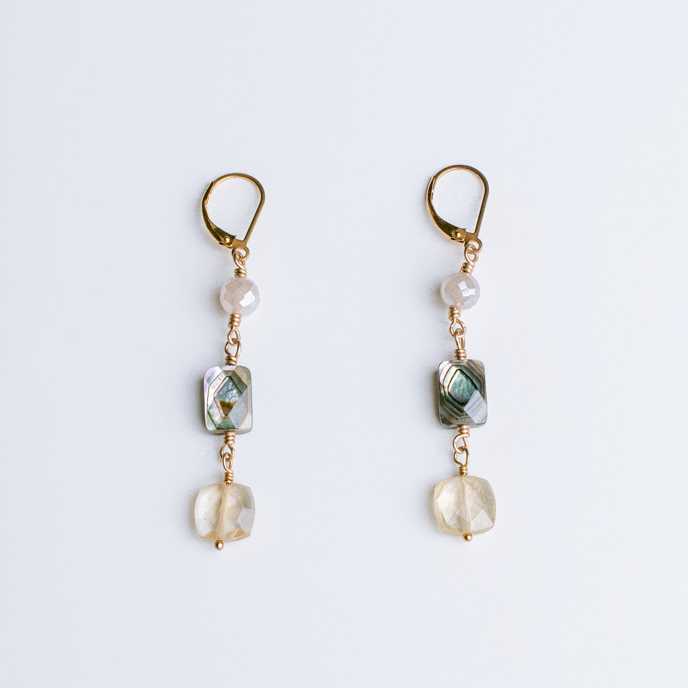 Lisa Marie Jewelry Mystic Moonstone, Abalone & Citrine Earrings