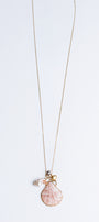 Lisa Marie Jewelry Long Shell, Pearl & Pink Crystal Necklace