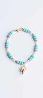 Sherwood Bridge Diamonds Turquoise & Pearl Conch Charm Bracelet