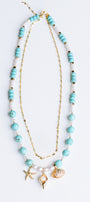 Sherwood Bridge Diamonds Pearl & Turquoise Beach Charm Necklace