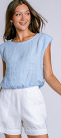 Milio Milano Linen Cropped Blouson Top