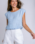 Milio Milano Linen Cropped Blouson Top