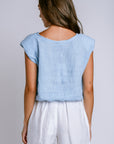 Milio Milano Linen Cropped Blouson Top