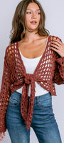 Milio Milano Crochet Tie Front Top