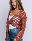 Milio Milano Crochet Tie Front Top