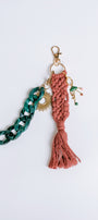 Sherwood Bridge Diamonds Green Chain & Mauve Crochet Bag Charm