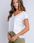 Michael Stars Baxter V-Neck Raw Edge Tee