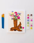 Paint Anywhere Cowboy Boots & Flowers Paint By Numbers Framed Mini