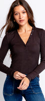 FRAME Slinky Long Sleeve Rib Henley