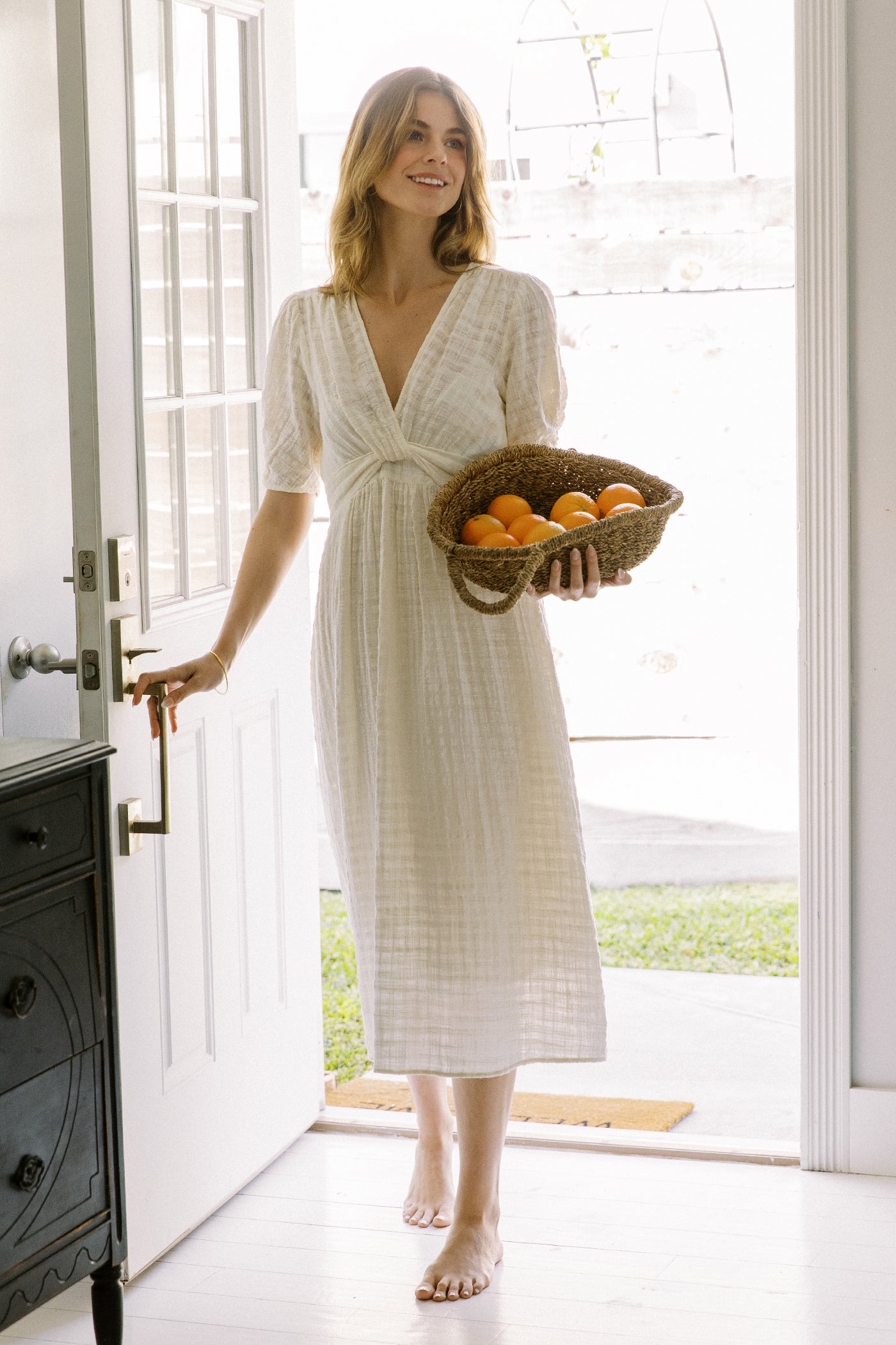 white cotton gauze dress Boho Beach White Cotton Gauze Handmade Dress - Indigo Instinct