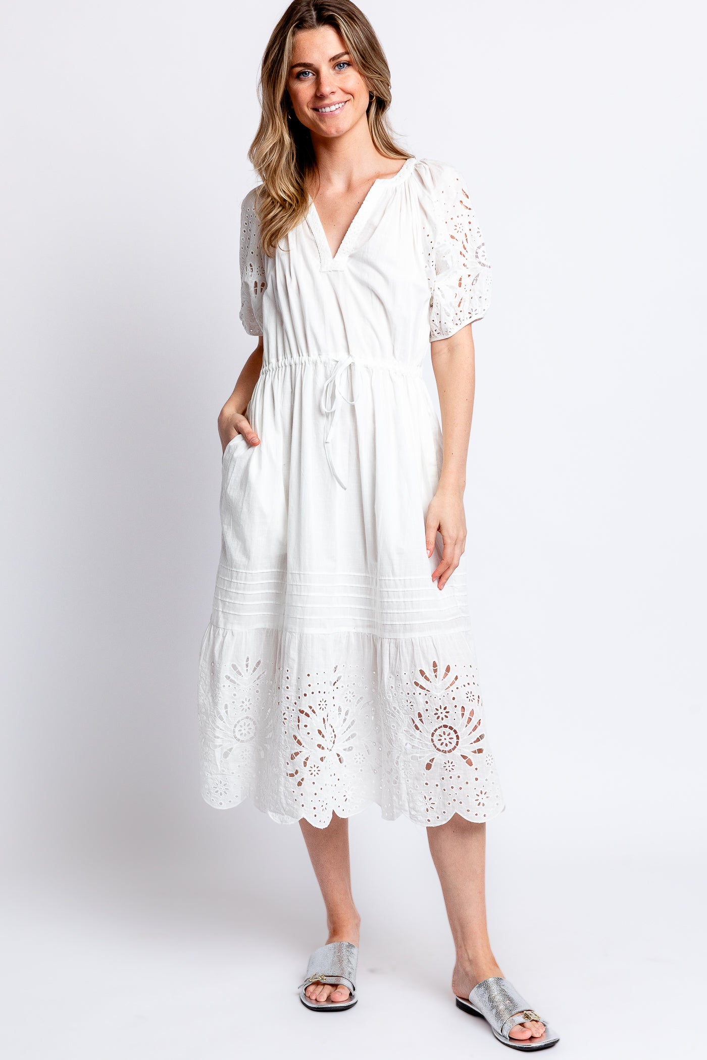 Velvet Nadia Embroidered Lace Dress