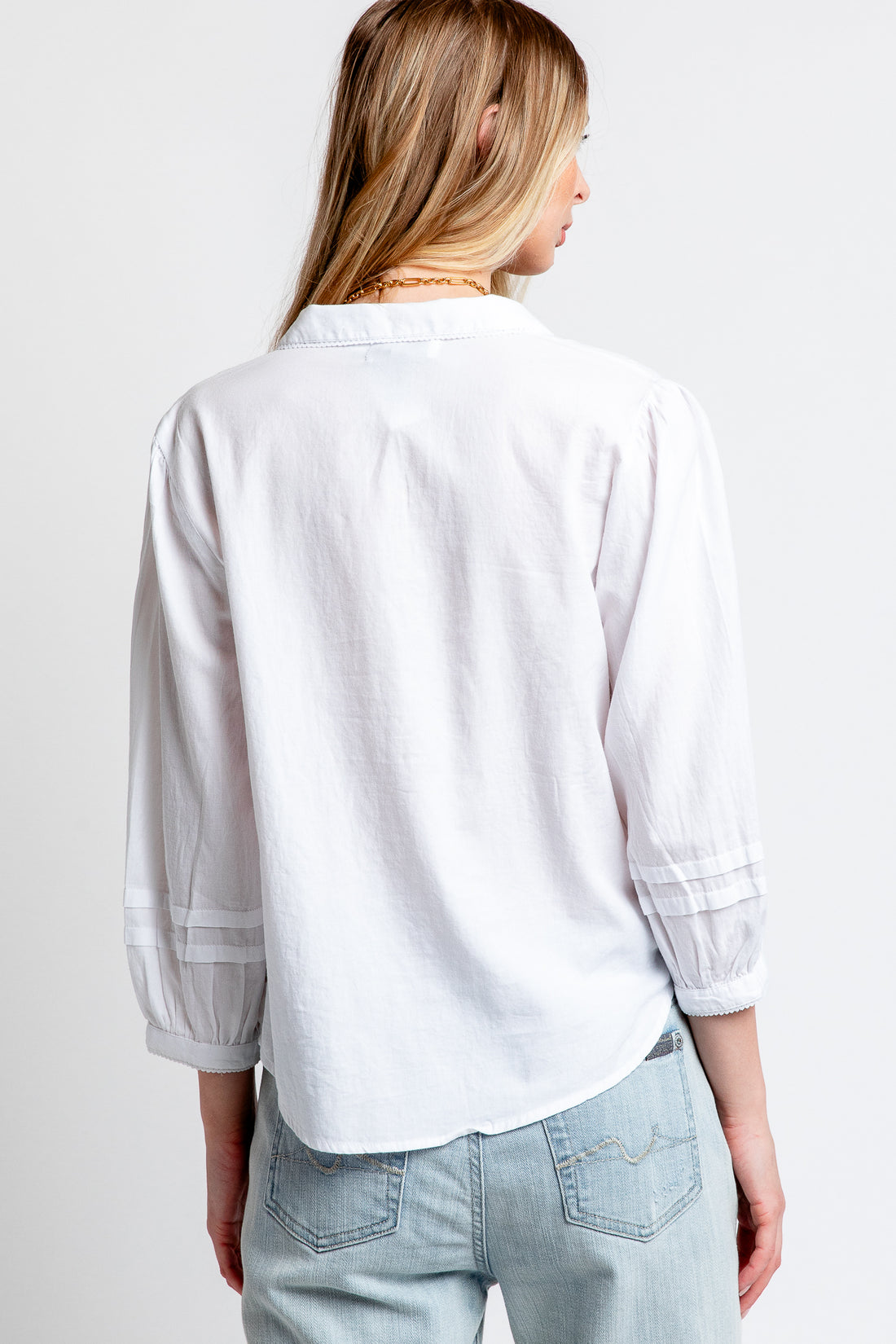 Michael Stars Jette Puff Sleeve Button Down in White
