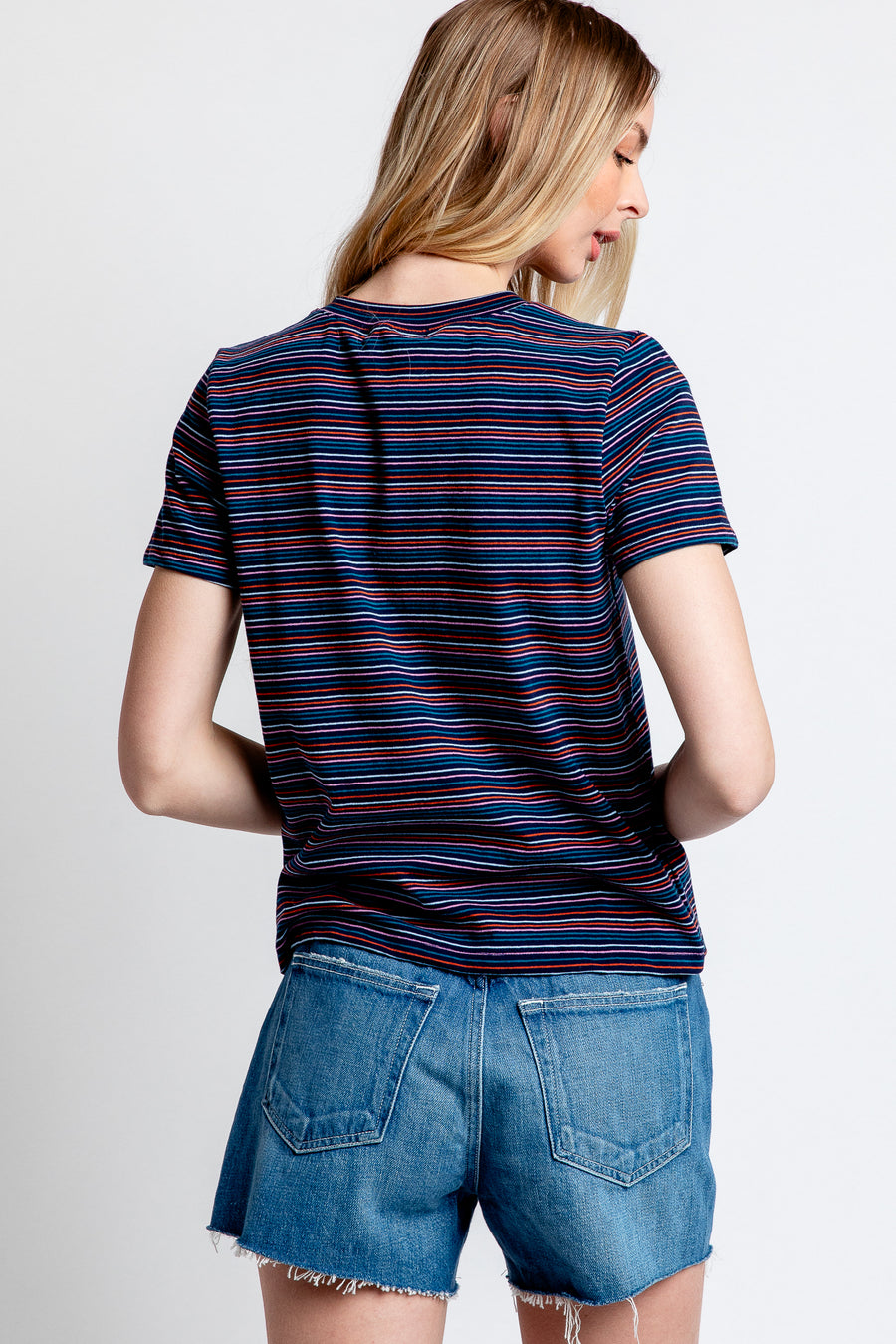 Michael Stars Gerry Stripe Tee in Nocturnal Combo