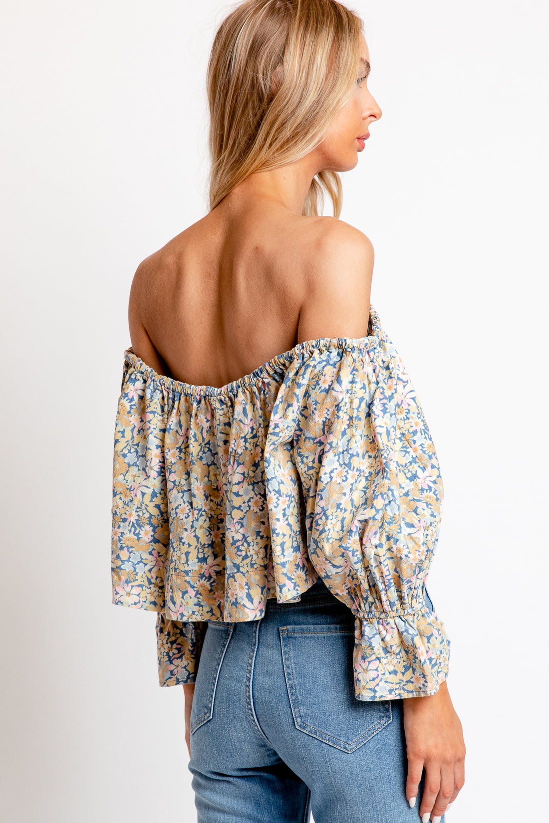 Free People James Smock Top in Chambray Combo