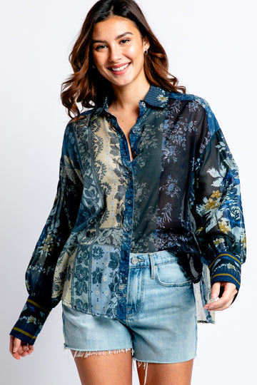Free People Flower Patch Top in Indigo Combo