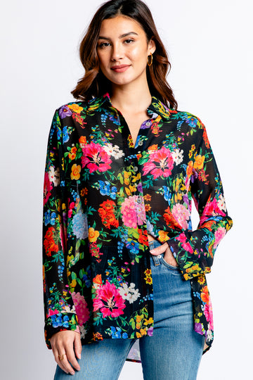 Show Me Your Mumu Smith Button Down in Midnight Botanical