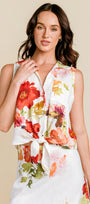 Watercolor Floral Tie Front Top