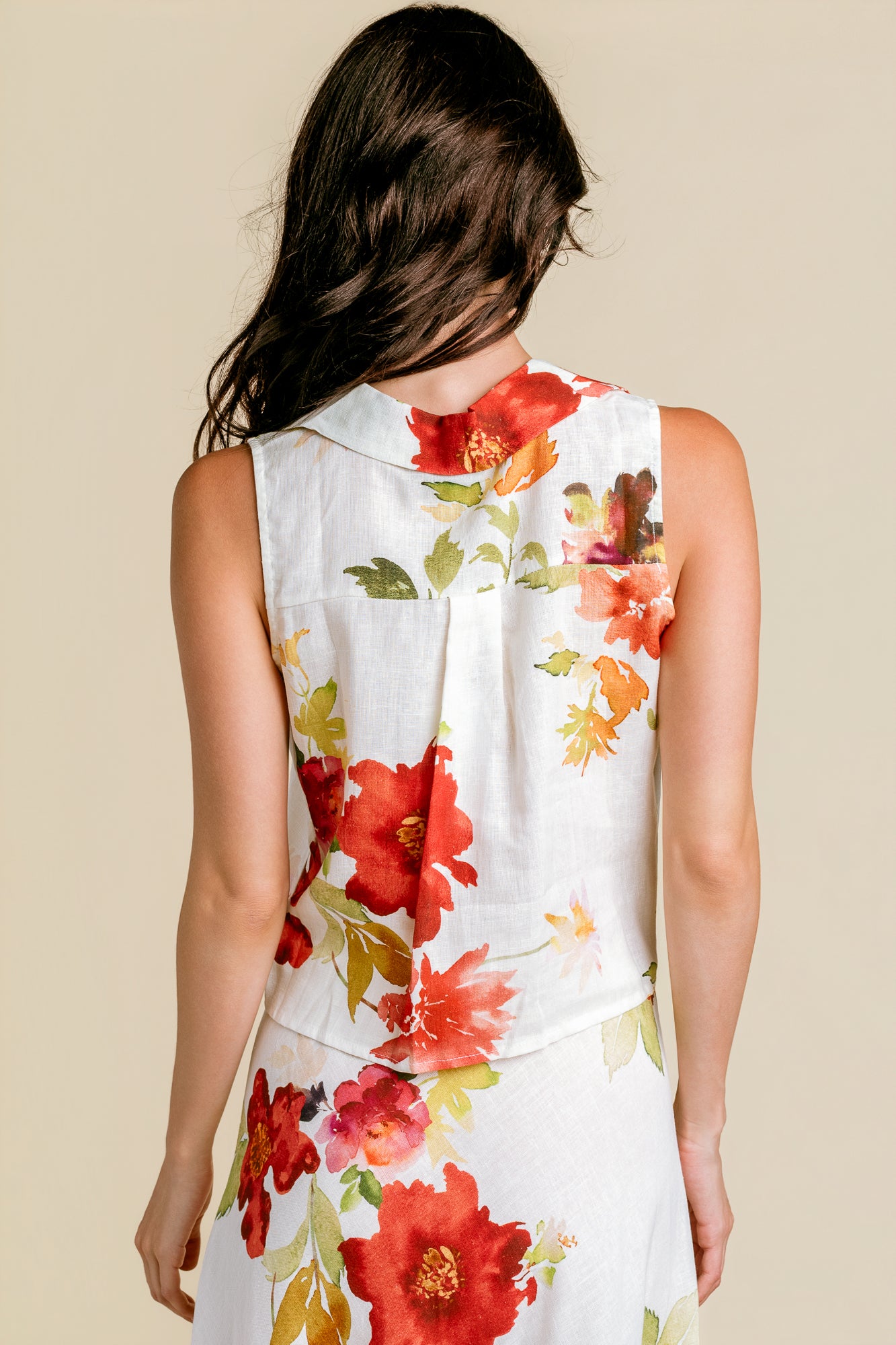 Watercolor Floral Tie Front Top