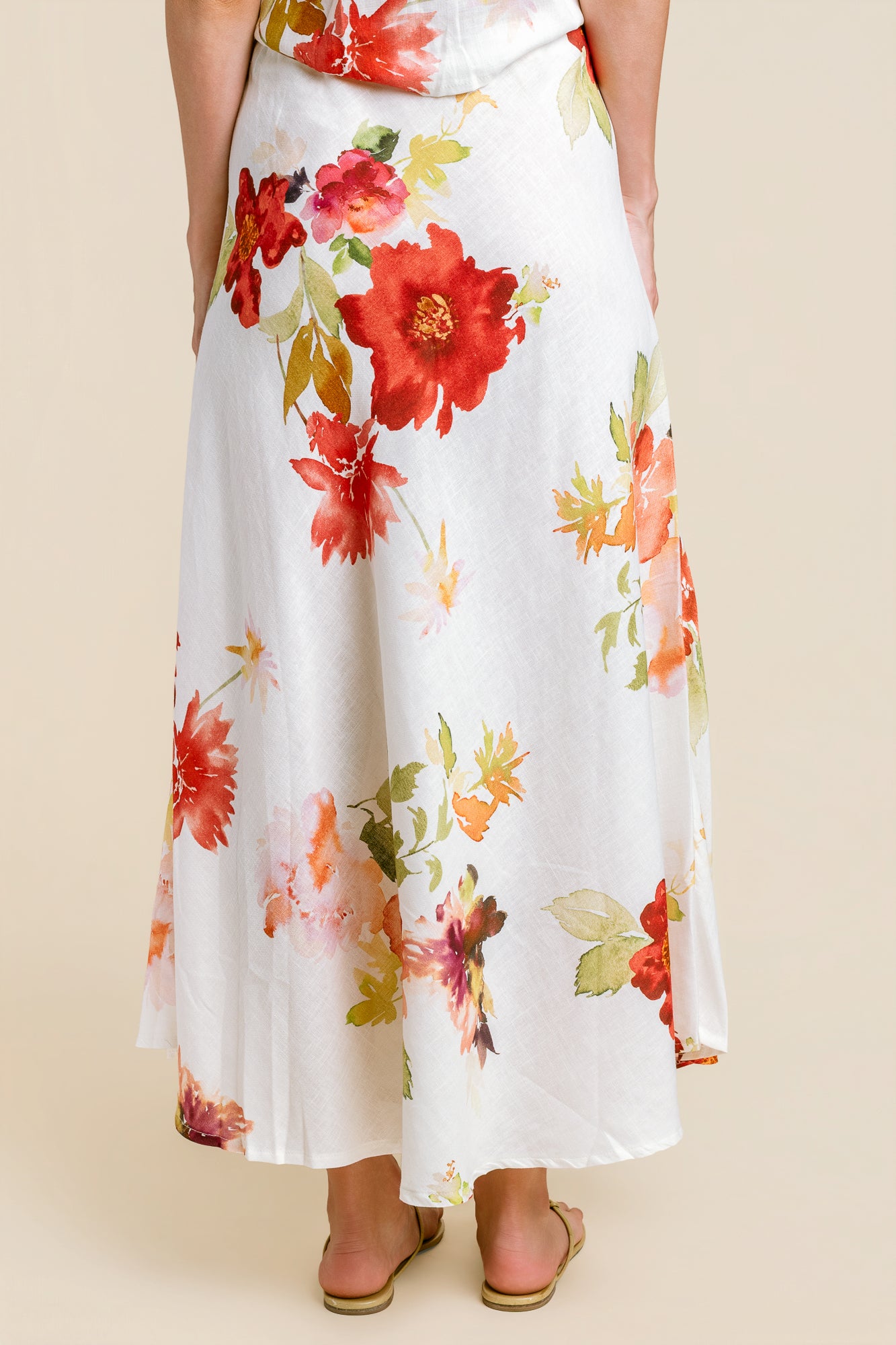 Watercolor Floral Midi Slip Skirt