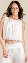 Linen Sleeveless Bubble Top