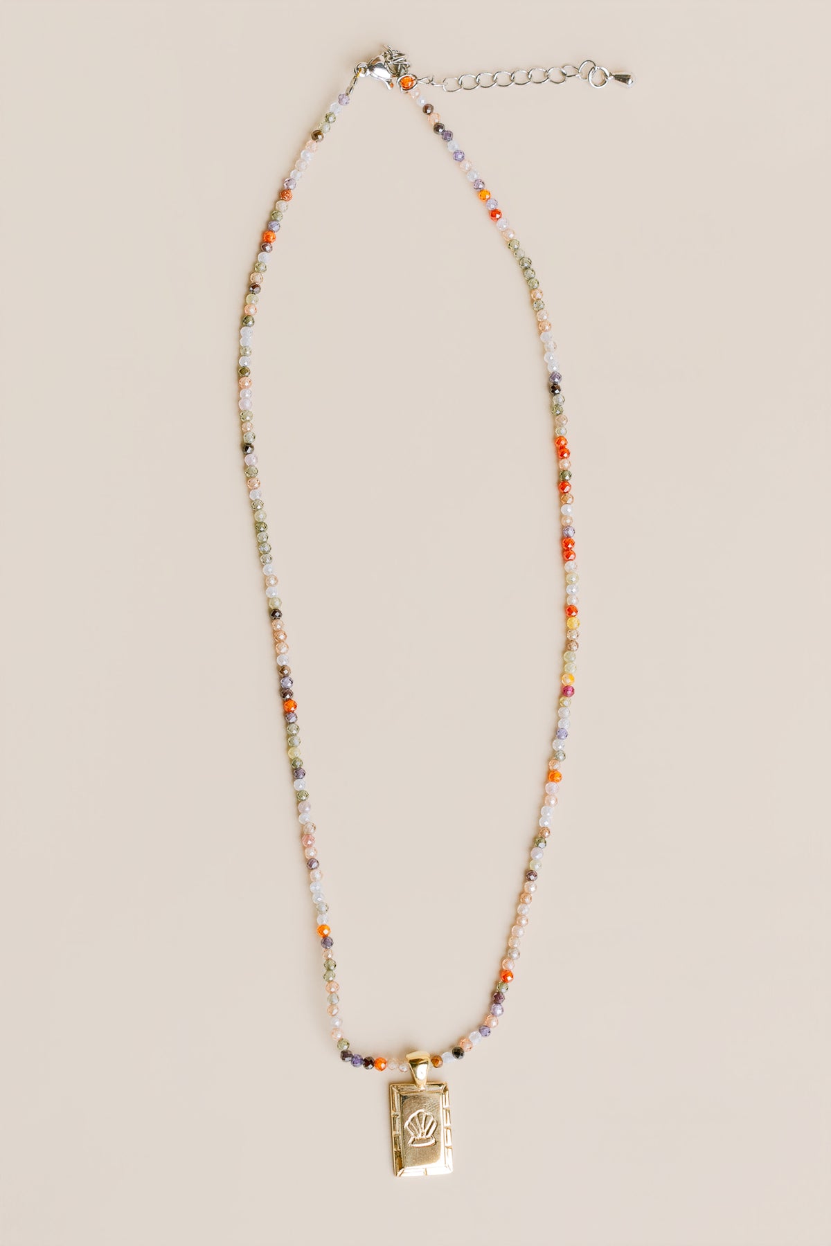 Sadie Jo Jewelry Co. Seashell Cartouche with Mixed Stone Chain