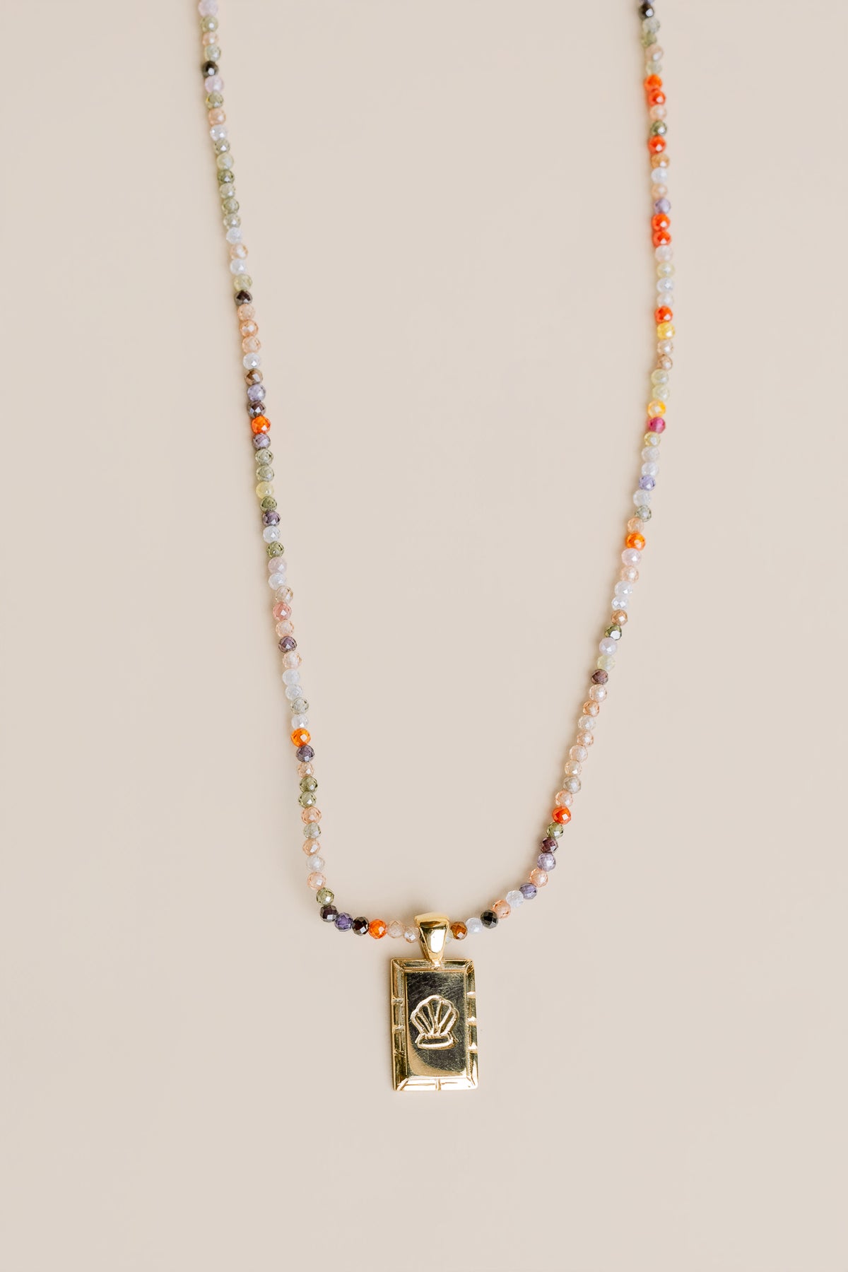 Sadie Jo Jewelry Co. Seashell Cartouche with Mixed Stone Chain