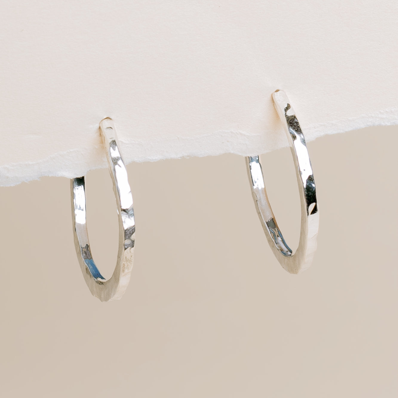 Silver Hammered Hoops