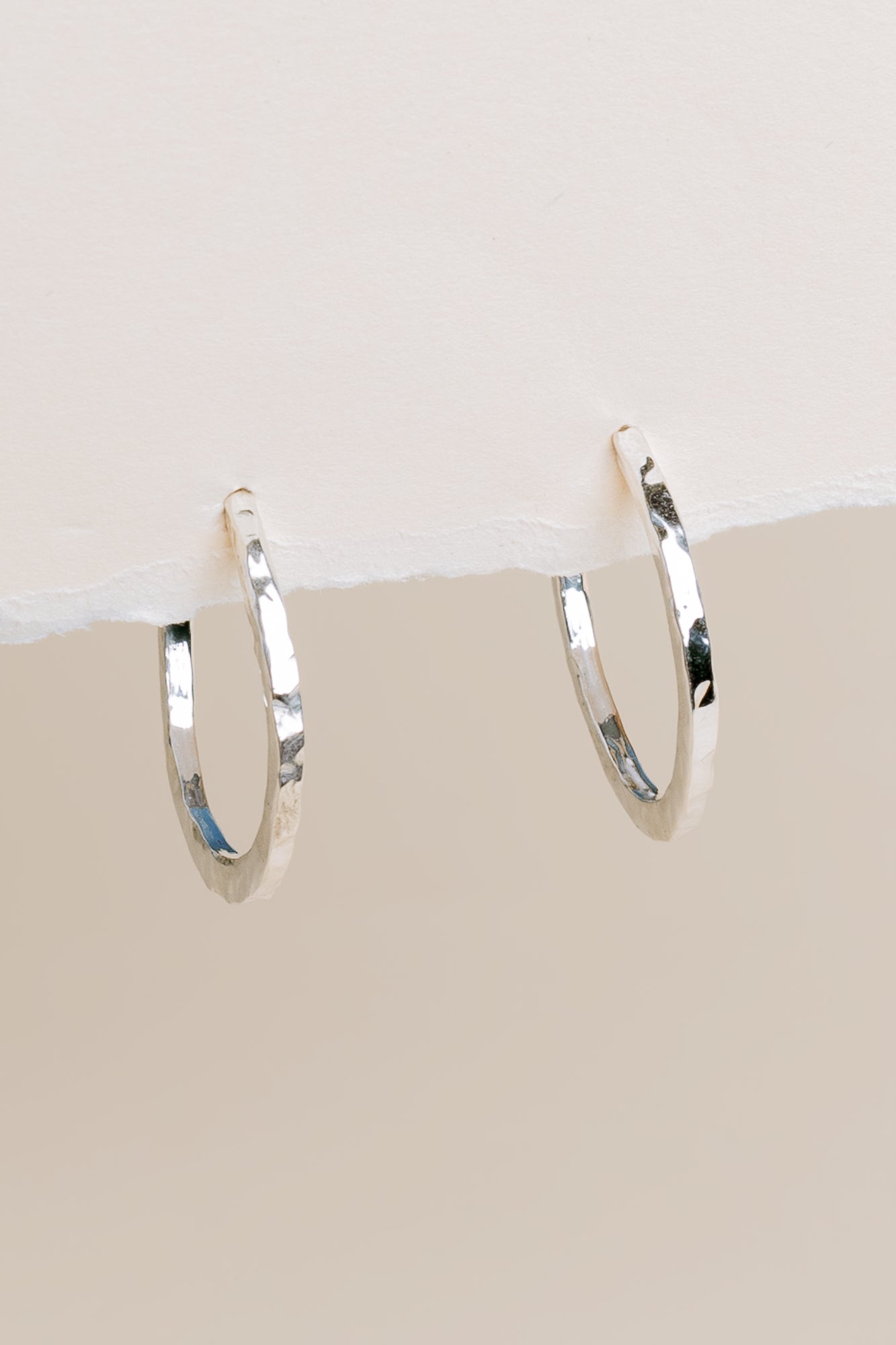 Silver Hammered Hoops