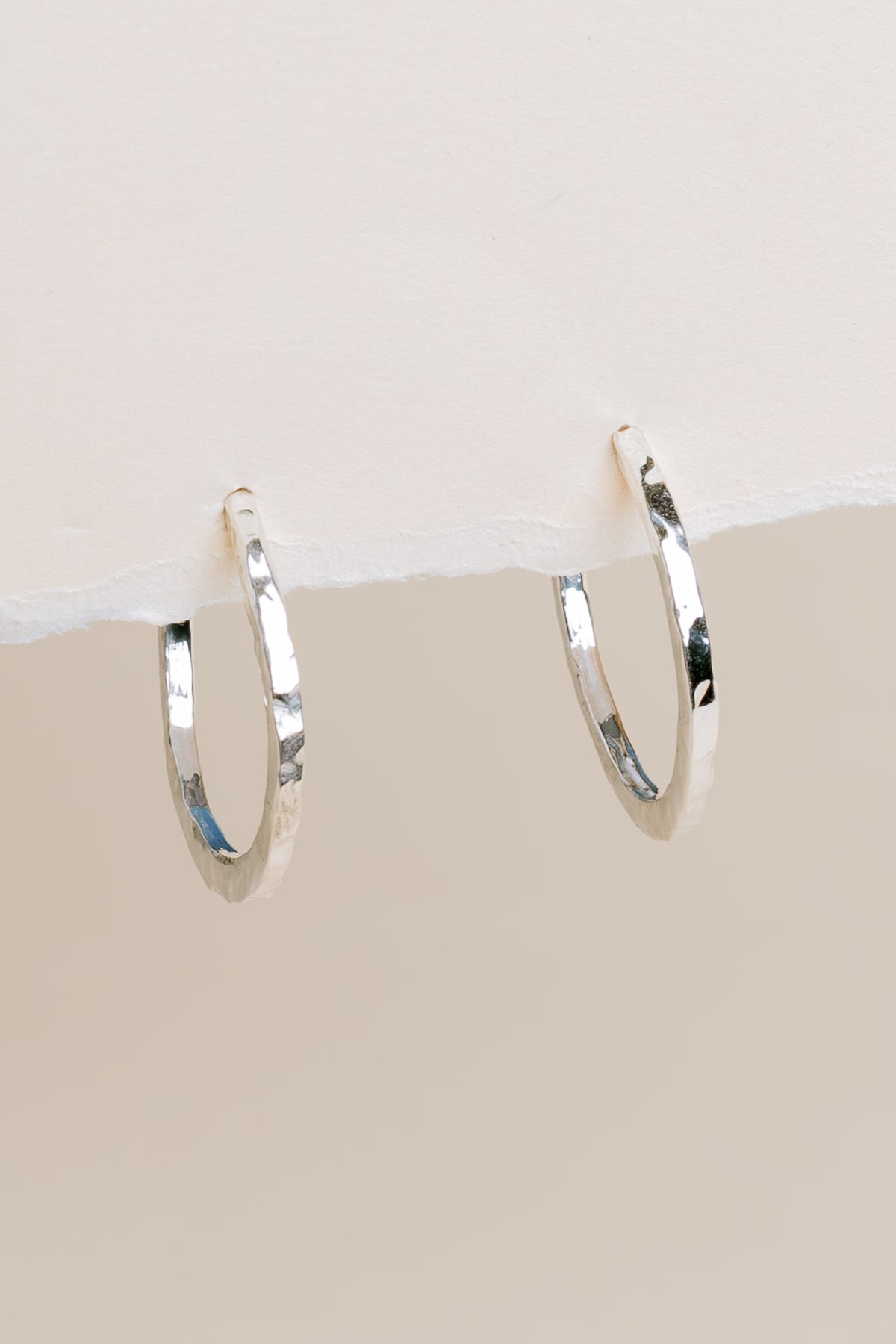 Silver Hammered Hoops