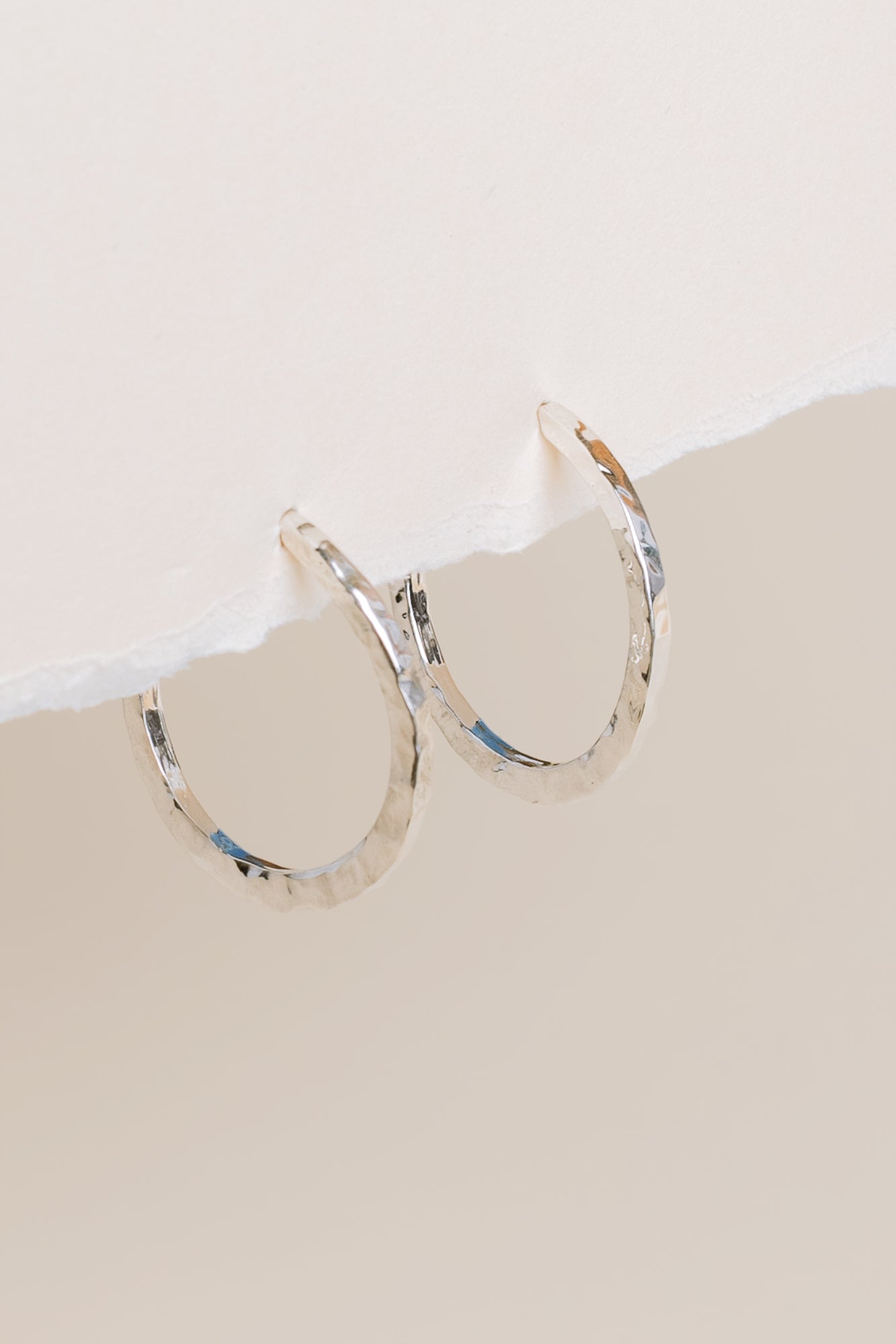 Silver Hammered Hoops