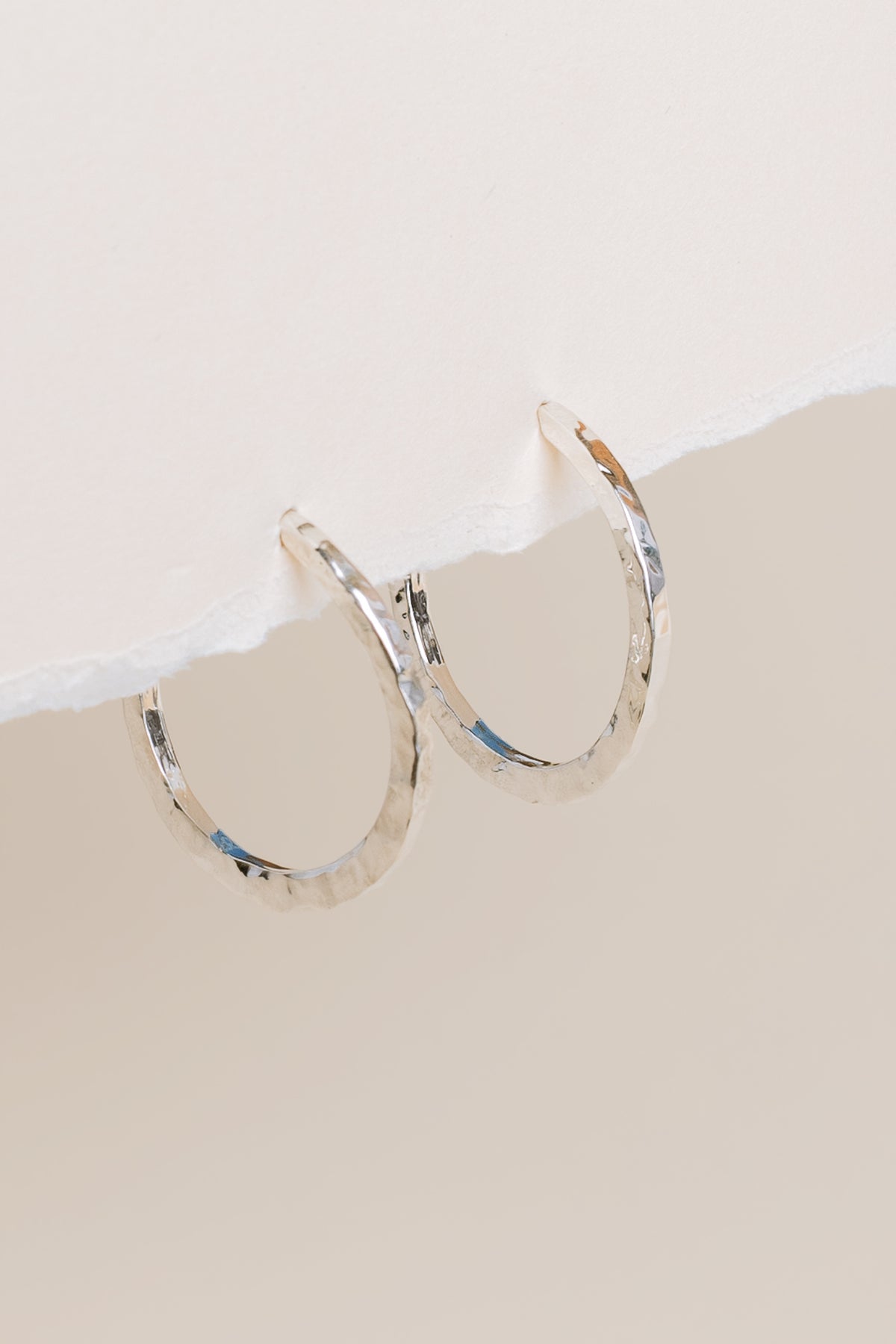 Silver Hammered Hoops