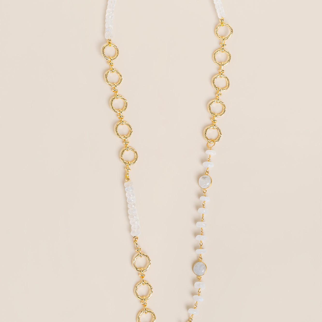 Chunky Moonstone Gold Ring Necklace